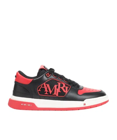 Amiri Low Top Sneakers With Round Toe And Perforated Patch In Black