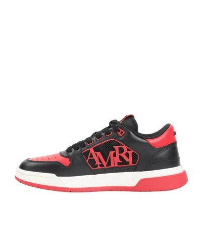 Amiri Low Top Sneakers With Round Toe And Perforated Patch In Black