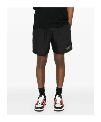 Amiri Black Cotton Short With Logo