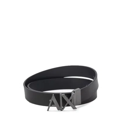 Armani Exchange Black Leather Men's Belt