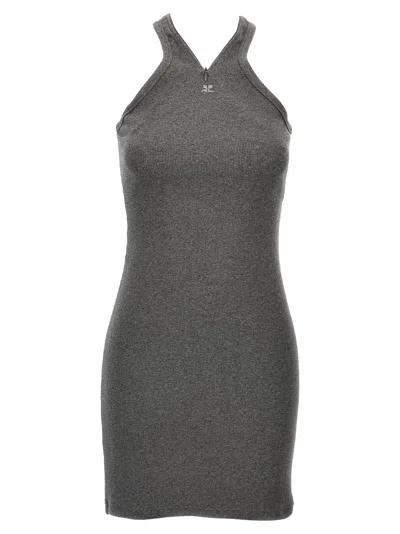 Courrèges Courreges 'criss Cross 90's Mini' Dress In Gray