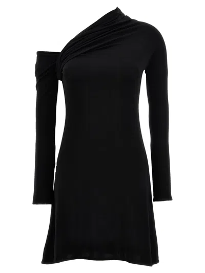 Courrèges Mini Twist Crepe Dress With In Black