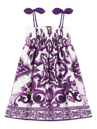 Dolce & Gabbana Girl's Majolica-print Sleeveless Poplin Dress