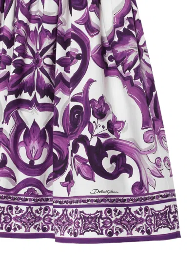 Dolce & Gabbana Girl's Majolica-print Sleeveless Poplin Dress