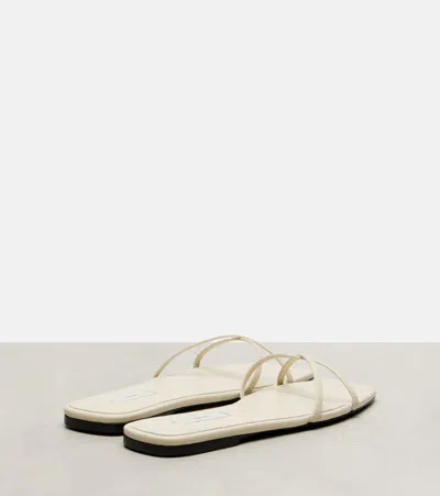Totême Leather Crossover Slides Off-white