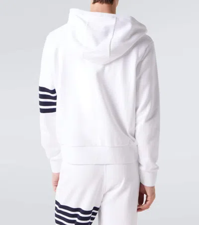 Thom Browne Slim-fit Striped Loopback Cotton-jersey Zip-up Hoodie In White