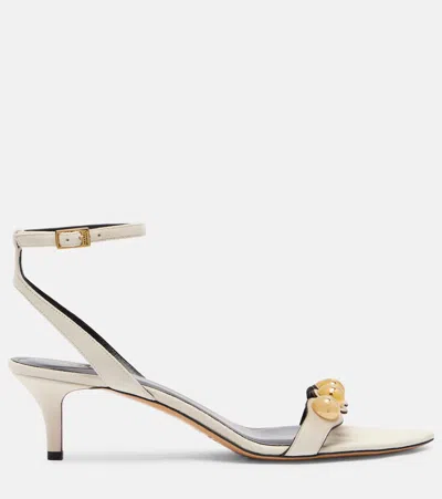 Isabel Marant Arolee Studded Suede Sandals In White