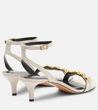 Isabel Marant Arolee Studded Suede Sandals In White