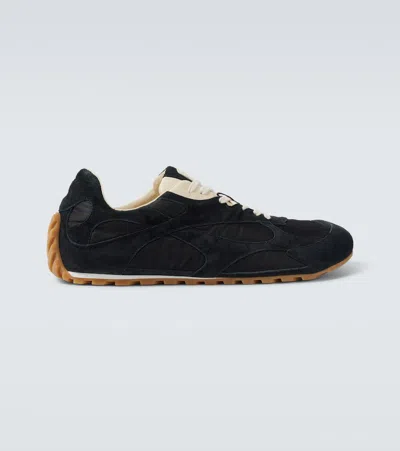 Bottega Veneta Black Suede And Nylon Orbit Flash Sneakers In Blue