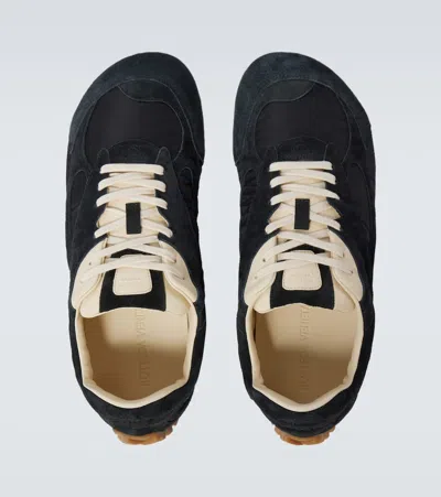 Bottega Veneta Black Suede And Nylon Orbit Flash Sneakers In Blue