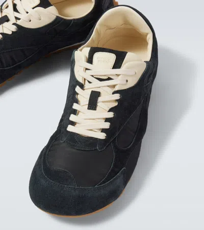 Bottega Veneta Black Suede And Nylon Orbit Flash Sneakers In Blue
