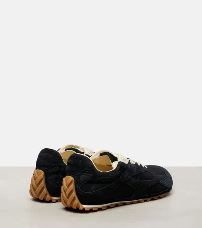 Bottega Veneta Orbit Leather-trimmed Suede And Shell Sneakers In Black