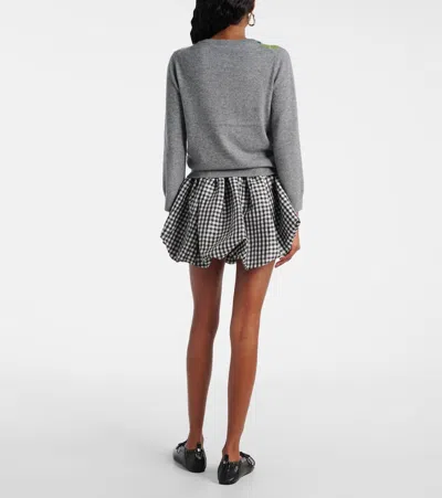 Ganni Argyle-pattern Logo-embroidered Cardigan In Multi