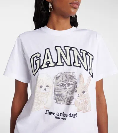 Ganni Animals White T-shirt