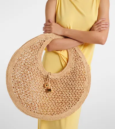 Jacquemus The Round Woven Raffia Handbag In Beige