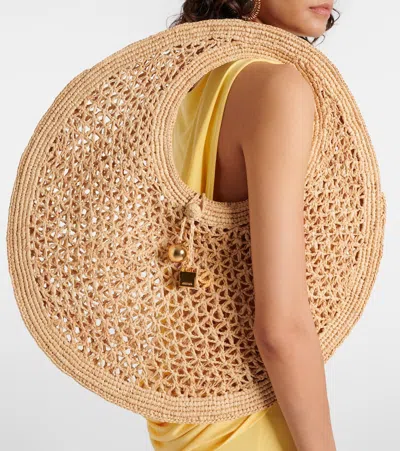 Jacquemus The Round Woven Raffia Handbag In Beige