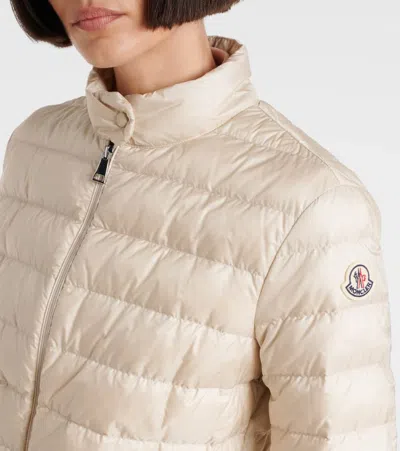 Moncler White Crop Down Jacket With Drawstring In Neutral
