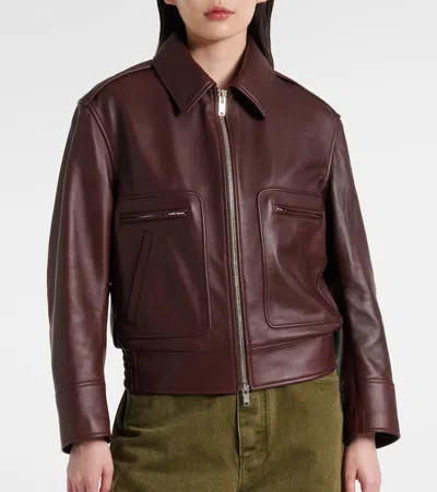 Bottega Veneta Nappa Blouson With Shearling Women In Burgundy