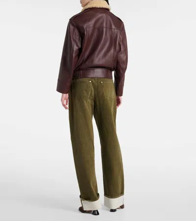 Bottega Veneta Nappa Blouson With Shearling Women In Burgundy