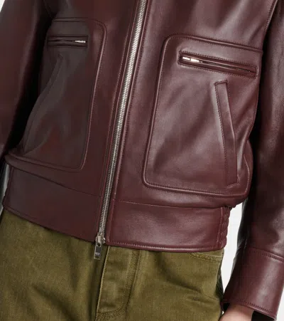 Bottega Veneta Nappa Blouson With Shearling Women In Burgundy