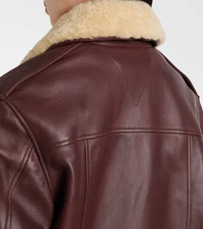 Bottega Veneta Nappa Blouson With Shearling Women In Burgundy