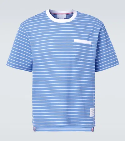 Thom Browne Milano Stripe Short Sleeve Pocket T-shirt In Blue