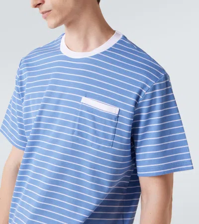 Thom Browne Milano Stripe Short Sleeve Pocket T-shirt In Blue
