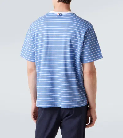 Thom Browne Milano Stripe Short Sleeve Pocket T-shirt In Blue