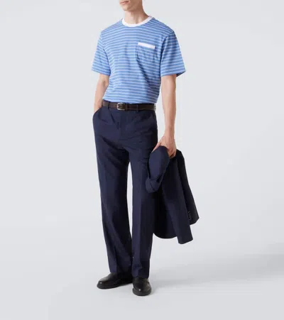 Thom Browne Milano Stripe Short Sleeve Pocket T-shirt In Blue