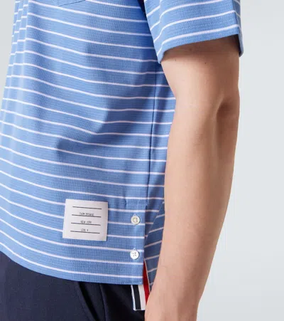 Thom Browne Milano Stripe Short Sleeve Pocket T-shirt In Blue