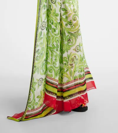 Dolce & Gabbana Printed Silk Maxi Dress In Green