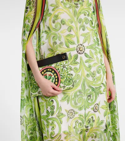 Dolce & Gabbana Printed Silk Maxi Dress In Green