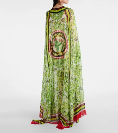 Dolce & Gabbana Printed Silk Maxi Dress In Green