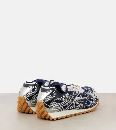 Bottega Veneta Orbit Sneakers With Contrast Stitching And Mesh In Blue