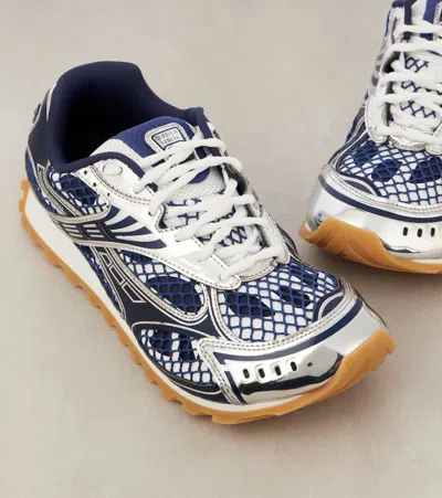 Bottega Veneta Orbit Sneakers With Contrast Stitching And Mesh In Blue