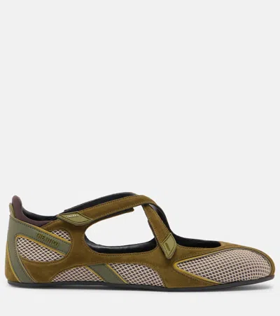 Attico Ballet Flats In Synthetic Fabric And Leather In Green