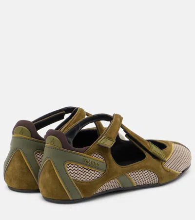 Attico Ballet Flats In Synthetic Fabric And Leather In Green