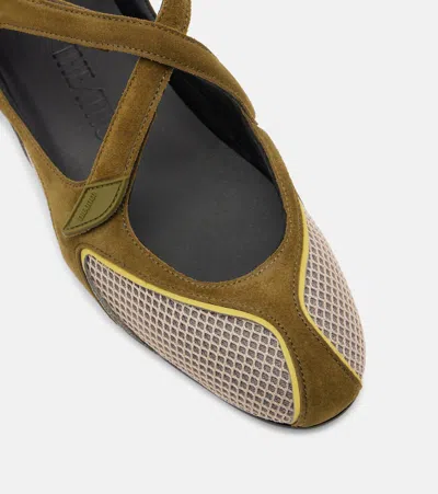 Attico Ballet Flats In Synthetic Fabric And Leather In Green