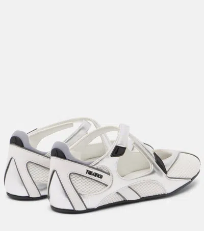 Attico Cross Strap Mesh Ballet Flats Round Toe In Neutral