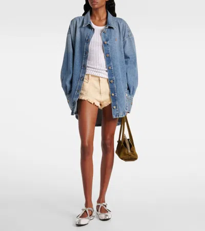 Attico Cross Strap Mesh Ballet Flats Round Toe In Neutral