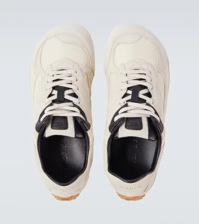 Bottega Veneta Men Sea Salt Suede And Nylon Orbit Flash Sneakers In Multi