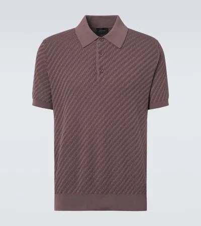 Brioni Cotton, Silk, And Cashmere Polo Shirt In Brown