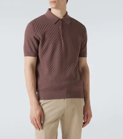Brioni Cotton, Silk, And Cashmere Polo Shirt In Brown