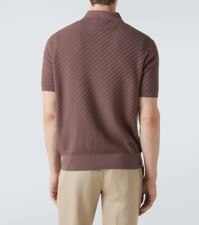 Brioni Cotton, Silk, And Cashmere Polo Shirt In Brown