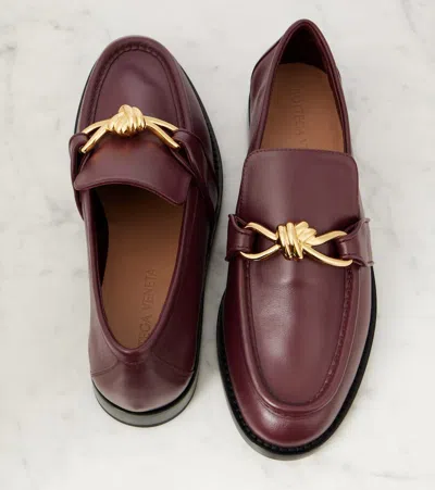 Bottega Veneta Astair Metallic Knot Loafer In Burgundy