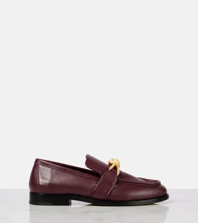 Bottega Veneta Astair Metallic Knot Loafer In Burgundy