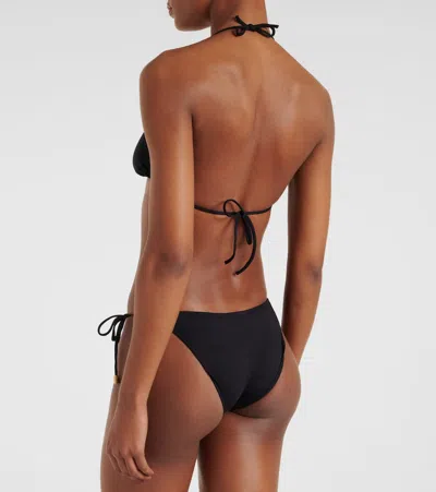 Eres 'ephemere' Black Bikini Top With Beaded Embellishmentsand Triangular Cup In Black