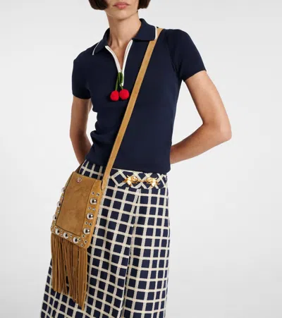 Valentino Nellcote Fringe Studded Suede Crossbody Bag