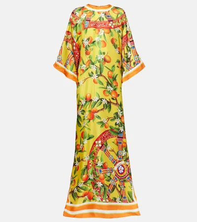 Dolce & Gabbana Printed Silk Maxi Dress In Multi