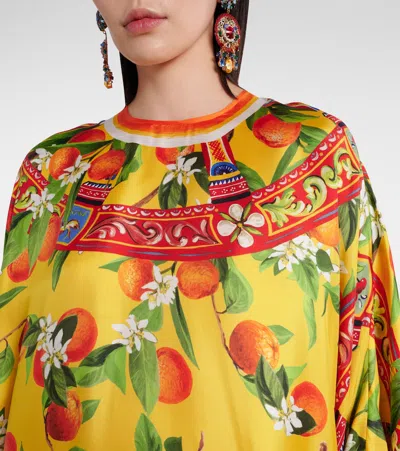 Dolce & Gabbana Printed Silk Maxi Dress In Multi
